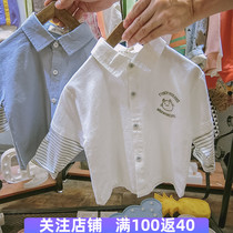 Boy Long Sleeve Shirt Spring and Autumn 2020 New Children Korean Stripe Splice Baby Shirt
