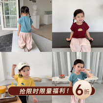 Cookie home baby childrens clothing 2019 summer new childrens short sleeve cotton print T-shirt female baby loose top