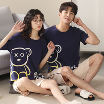 2 Sets Price Pure Cotton Lovers Pyjamas Summer Women Han Edition Cartoon Home Conserved Men Extras Wear Thin short sleeve suit