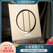Klema crystal glass champagne gold switch three-open single control switch panel three-position single switch socket