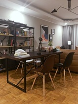 ins wind Nordic LOFT industrial style restaurant computer solid wood metal table Corian desk desk computer desk