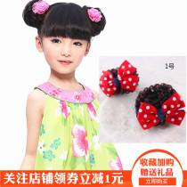 Ball head new bow Korean version of the fabric wig dish hair Childrens jewelry leather band princess ballet girl