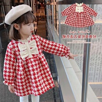 Girls dress 2021 new plus velvet padded winter princess dress foreign style children's dress children's baby red dress spring