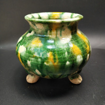 Tang Sancai ceramic incense burner green yellow white glaze Tang Dynasty pure handmade porcelain ornaments antique old goods old objects