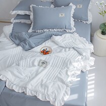 Air conditioning by summer cool by four sets of Korean version pure color washed cotton summer by machine wash summer thin quilt single double quilt core