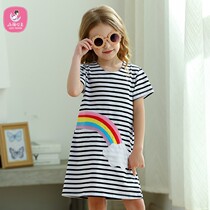 Yongli princess girl skirt summer Foreign style princess dress long casual short sleeve T-shirt children cartoon dress