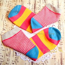 Foreign trade womens socks cotton stripes rainbow womens socks high quality combed cotton colorful stripes
