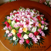 Special price silk flower high-grade simulation fake flower hotel large dining table round placed European flower turntable table flower arrangement