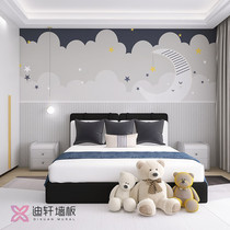 Cartoon childrens room bamboo and wood fiber integrated board boy bedroom half wall gusset wall imitation wood grain siding decoration