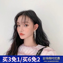 Cotton sliver insects spring and summer new super fairy zircon trampoline tassel wire high cold abstinence long earrings ear clip