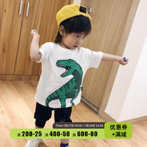 Pro-son fit a three-mouth short sleeve T-shirt male and female child baby dinosaur short sleeve mother-daughter mother and daughter a family of four