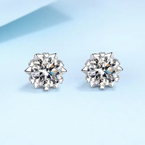 Mosanstone Earrings Snowflake Earrings Female Pure Silver Classic Six Paws Love Simulation Drill Sun Flower Earnter Pair