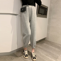 2021 new gray Harlan casual bunch foot sweatpants women Summer thin little ankle-length pants sub ins tide