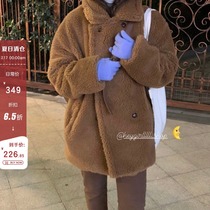 HEYGIRL black brother thin turtleneck lamb wool thickened jacket female Korean loose warm casual top winter