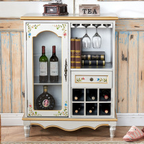 American wine cabinet display cabinet painted modern simple storage locker small house rack sideboard Mediterranean