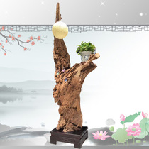 Root carving light stand tree root camphor wood bone bone old material flower shelf neoclassical natural shape ant hole floor lamp