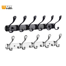 Punch-free stainless steel clothes hook European fitting room row hook hook black wall coat hook clothes wall hanging