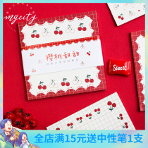 Creative strawberry Post-It cards cartoon students cute girl message notes memo Post memo notebook