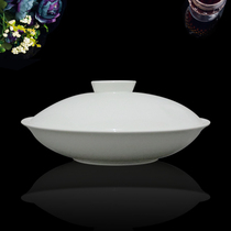 Jingdezhen pure white Chinese style simple with lid plate creative insulation soup plate bone porcelain dish 9 inch deep plate