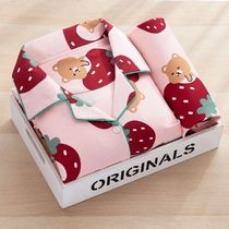 Spring and Autumn pajamas female cartoon cute casual home wear Long-sleeved trousers Student loose suit thin two-piece set