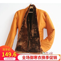 Tibetan Buddhist Lama Zen coat Dongbo cotton suit plus velvet thickened cotton coat imported wool blended face yellow 04