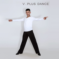 V PLUS DANCE high Snow Brand mens Latin suit long sleeve fold open collar white top