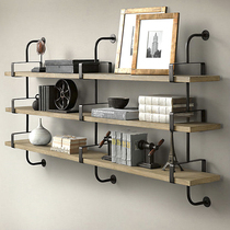 Group purchase iron pipe solid wood partition retro American bookshelf partition bookcase combination creative shelf