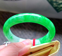 Natural Burmese ice round bar Yang green jade bracelet old pit Burmese full green jade bracelet pendant female model with certificate