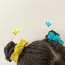 South Koreas Great Gate Autumn Winter Colour Knitted Wool Thread Butterfly Tie Head Rope Female Sweet girl Heart Hair Rope Horsetail Leather Fascia