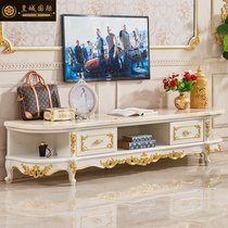 European Natural Marble TV Cabinet Tea Combination All-solid Wood White Sculpture Simple TV Cabinet Oval Cabinet