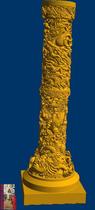 Panlong pillar Jiulong pillar beam base stl format three-dimensional Dragon column totem wood carving figure computer carving
