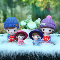 Car ornaments love car car accessories cartoon car shaking head doll four family portrait cute couple car
