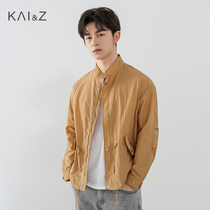 Stand collar sunscreen coat mens coat 2021 Autumn New loose trend single layer Japanese casual thin jacket coat