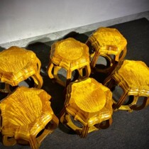 Golden Silk Nangmu stool Xiaoye Zhennan imitating ancient Chinese style ancient Chinese guzheng solid wood round small short stool for home living room bench