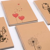 Mu Lianhua cowhide hard shell coil cute animal cover students use A3 sketchbook A4 sketchbook B5 painting book