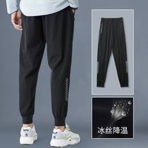 Sweatpants mens pants pants spring and autumn quick-drying fitness training loose summer thin ice silk beam foot casual sweatpants