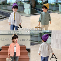 Boy shirt spring and autumn thin baby blouses foreign air children spring clothes children white lining clothes long sleeves pure cotton inch tide