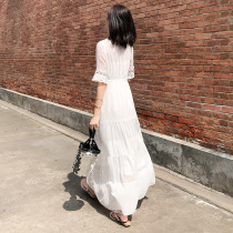  Special off-code clearance 2021 new chiffon white waist thin fairy temperament super fairy forest long skirt