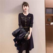 Europe station 2020 autumn new professional age-reducing temperament sweater dress light cooked wind waist base knitted dress