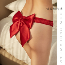 Sexy lingerie bow thong Christmas gift sm femdom sexy peach butt panties tight flirting k9