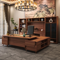 New Chinese Solid Wood Boss Table President Table Big Bantai Atmospheric Desk Chair Combined Ujin Wood Furniture Custom