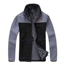 Autumn and winter outdoor fleece jacket mens velvet thickened fleece warm cardigan jacket large size