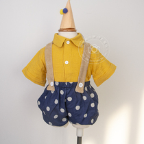Exhibition new childrens photography clothing Korean version of bright color new products 100 days and a half-year-old boy bib photo clothing