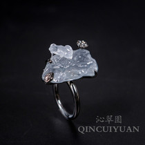 Myanmar natural jadeite A goods high ice seed quack money women's ring pendant dual-purpose jadeite inlay identification
