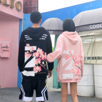 ZACHARIAH anti-war floral cherry blossom forgotten sweater long-sleeved hip-hop national tide brand printing couple ins hoodie men