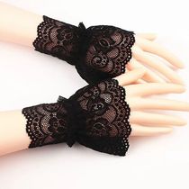 Flast lace fake sleeve wrist wrist wrist decorated wrist cover sweater sweater jacket with horn cuff