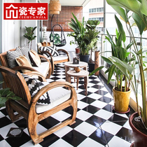 Modern Nordic balcony tile art black and white tiles background wall Bathroom tiles Restaurant stairs floor tiles