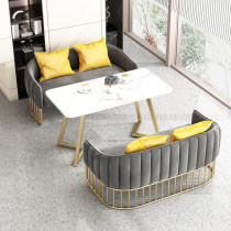 Milk tea shop table and chair combination Net Red simple dessert cafe rest area dining reception wrought iron card seat sofa