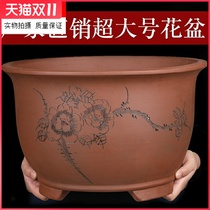 Purple sand flowerpot ceramic large clearance large green flower pot multi-meaty vegetable pot Clivia pot Clivia flower pot special bag