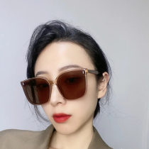 Square brown sunglasses womens 2021 new net red big face sunglasses anti-ultraviolet thin Korean version of the personality trend